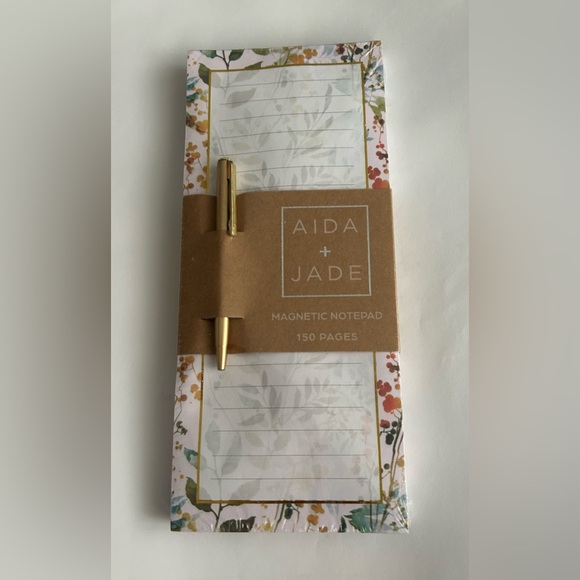 New Floral Magnetic Lined Notepad Artistic Border Gold Colored Pen - Picture 11 of 11